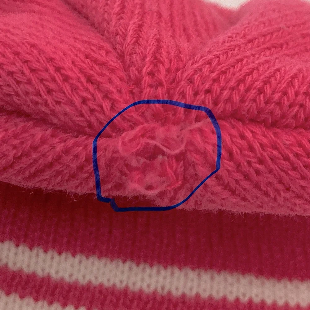 Vintage Pink And White Striped Beanie Winter Hat